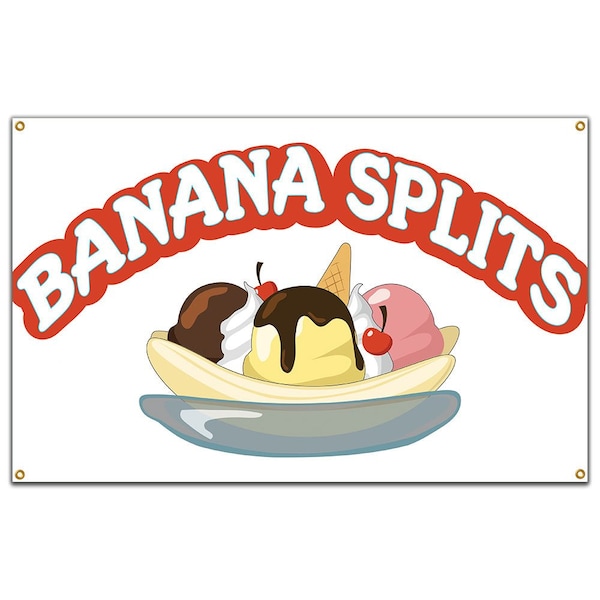Banana Splits Banner Heavy Duty 13 Oz Vinyl with Grommets Single Sided